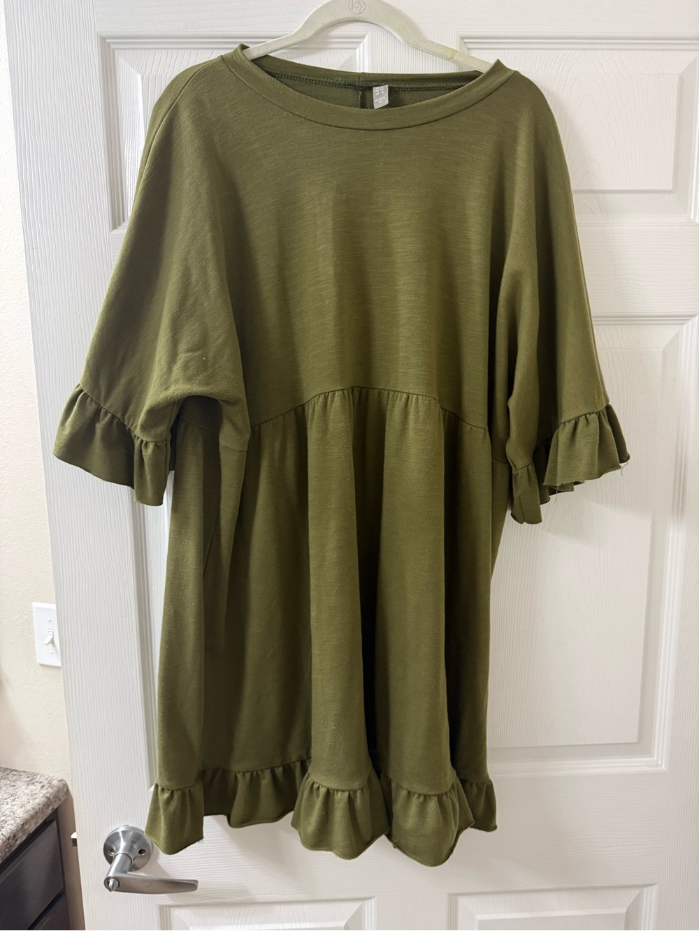 ASOS Curve Olive Green Ruffle Mini Dress